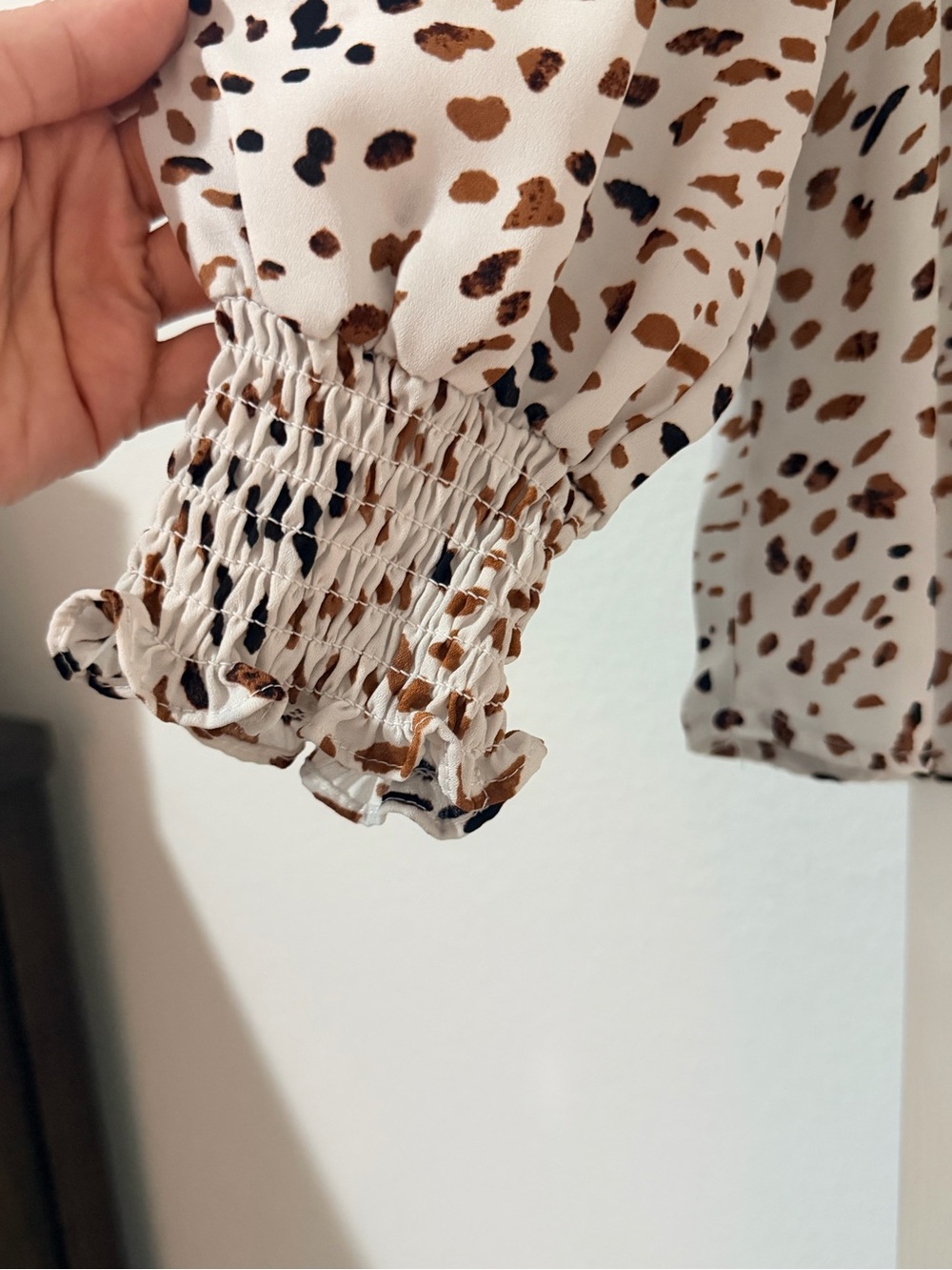 Tahari Animal Print Blouse with Ruffled Sleeves - Picture 2 of 6